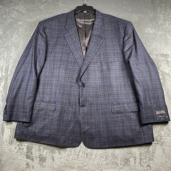 Oak Hill Blazer Mens 4XL Blue Plaid Premium‎ REDA 1865 Milano Italian Fabric NWT